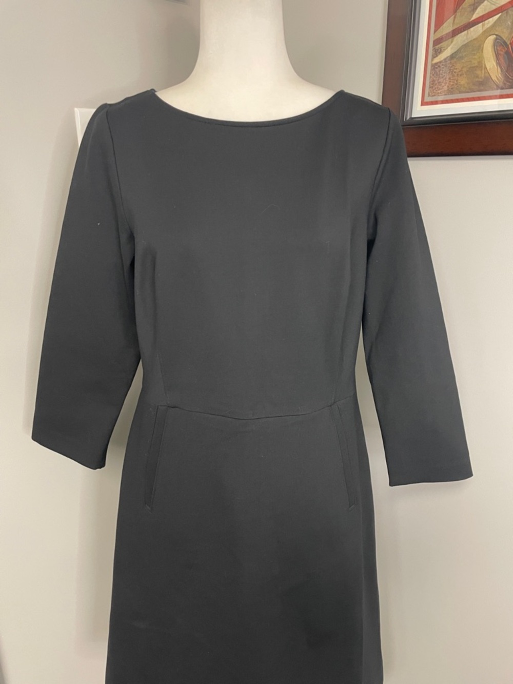 Spanx womens long sleeve midi knee length dress black size Large career office - Picture 2 of 6